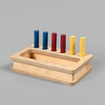 Box with Montessori colored pegs 